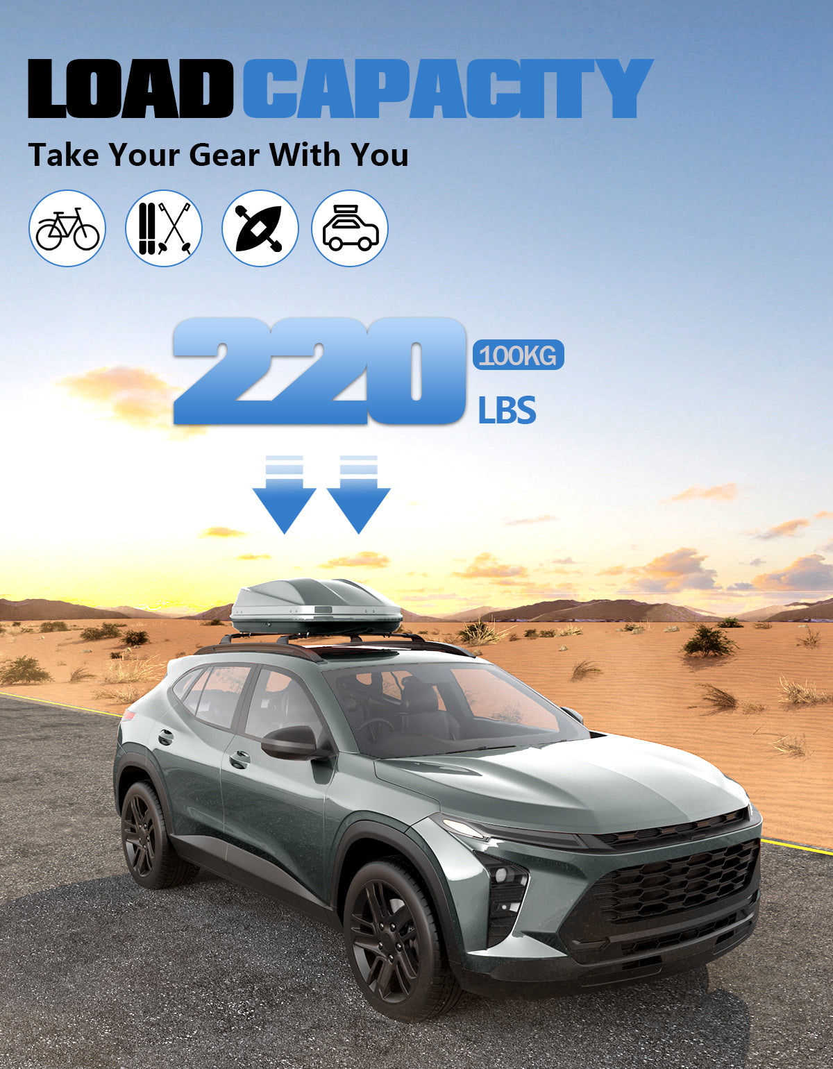 KINGGERI Roof Rack Cross Bars 220lbs Compatible with Chevy Chevrolet Trax 2RS ACTIV LT 2023-2025