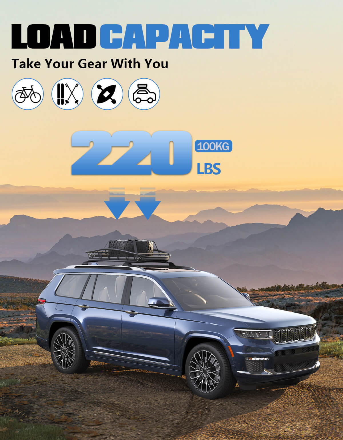 KINGGERI Roof Rack Cross Bars Fit for 2021-2025 Jeep Grand Cherokee L 3-Row and 2022-2025 Grand Cherokee WL 2-Row