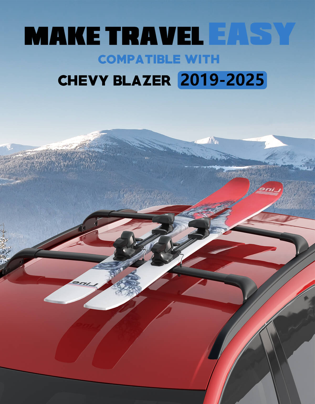 KINGGERI 220lbs Roof Rack Cross Bars Compatible with Chevy Chevrolet Blazer 2019-2025 (Not for Blazer EV)
