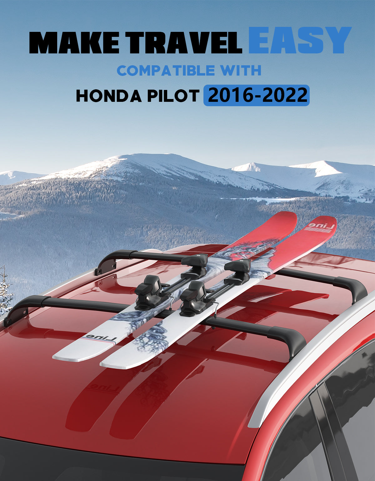 KINGGERI 220lbs Roof Rack Cross Bars Compatible with Honda Pilot 2016-2022 with Flush Rails
