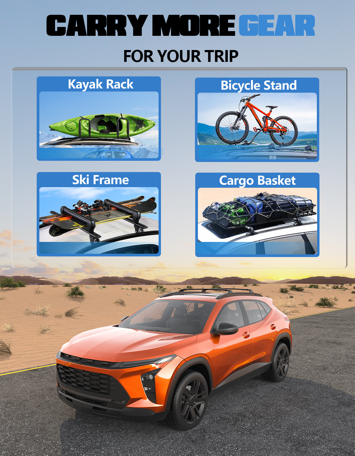 KINGGERI Roof Rack Cross Bars 220lbs Compatible with Chevy Chevrolet Trax 2RS ACTIV LT 2023-2025