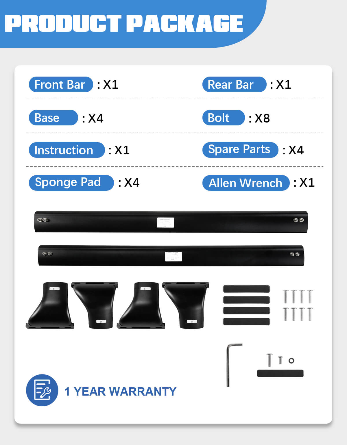 KINGGERI Roof Rack Cross Bars 220lbs Compatible with Chevy Chevrolet Traverse 2018-2021