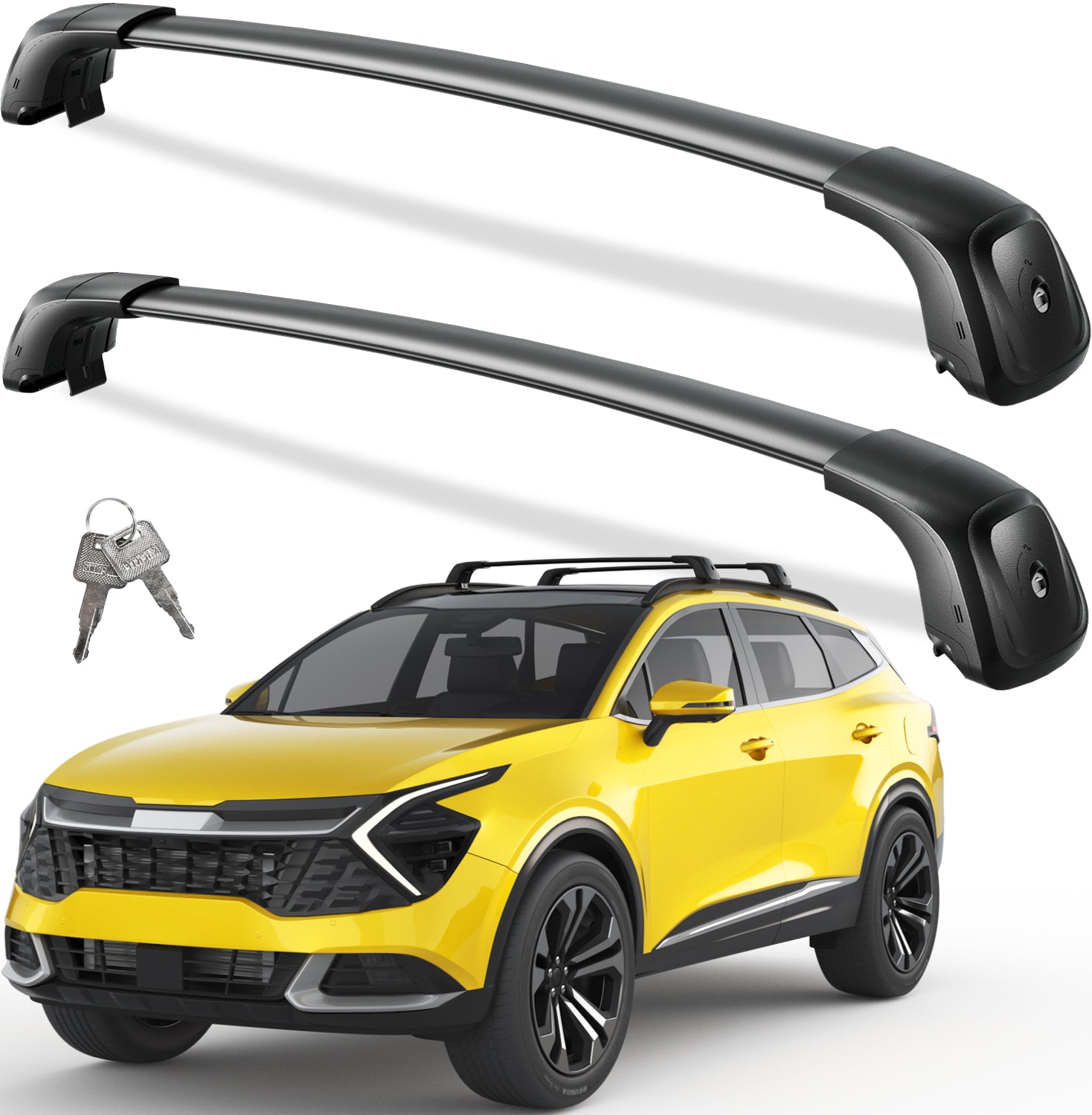 Lockable Roof Rack Cross Bars 330lbs Fit for 2023-2026 Kia Sportage SX/EX & SX/EX Prestige with Flush Rails
