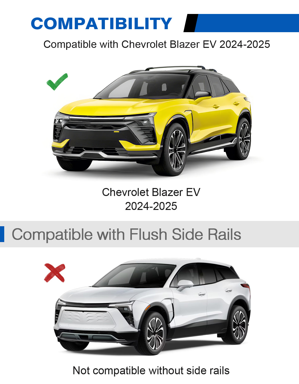 KINGGERI Roof Rack Cross Bars 220lbs Compatible with Chevy Chevrolet Blazer EV 2024 2025