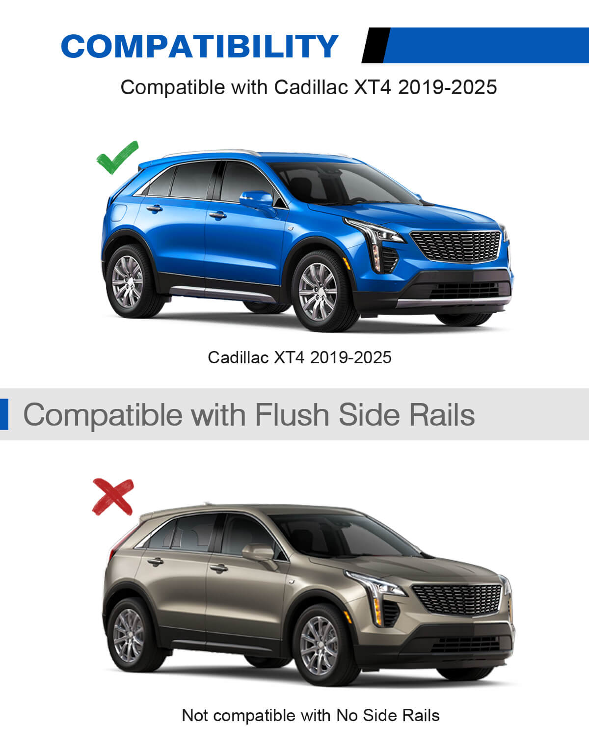 KINGGERI Roof Rack Cross Bars 220lbs Compatible with Cadillac XT4 2019-2025