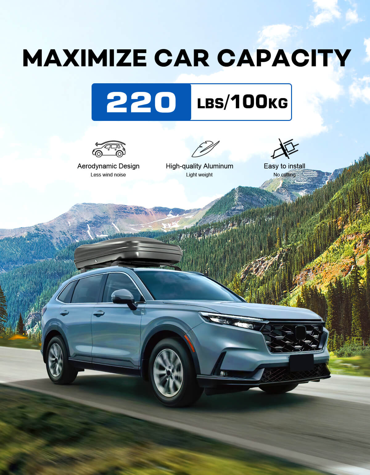 KINGGERI Roof Rack Cross Bars 220lbs Compatible with 2023-2025 Honda CRV CR-V & CRV Sport Hybrid