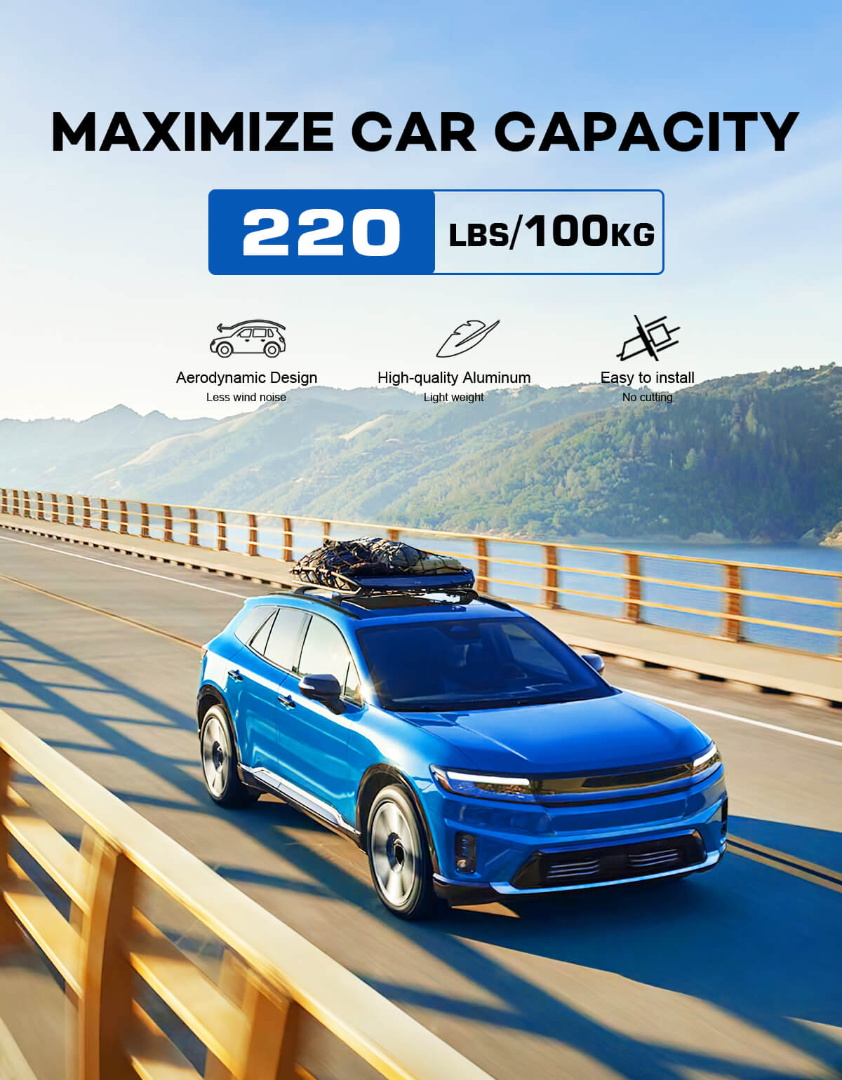 KINGGERI Roof Rack Cross Bars 220lbs Compatible with Honda Prologue Touring 2024 2025