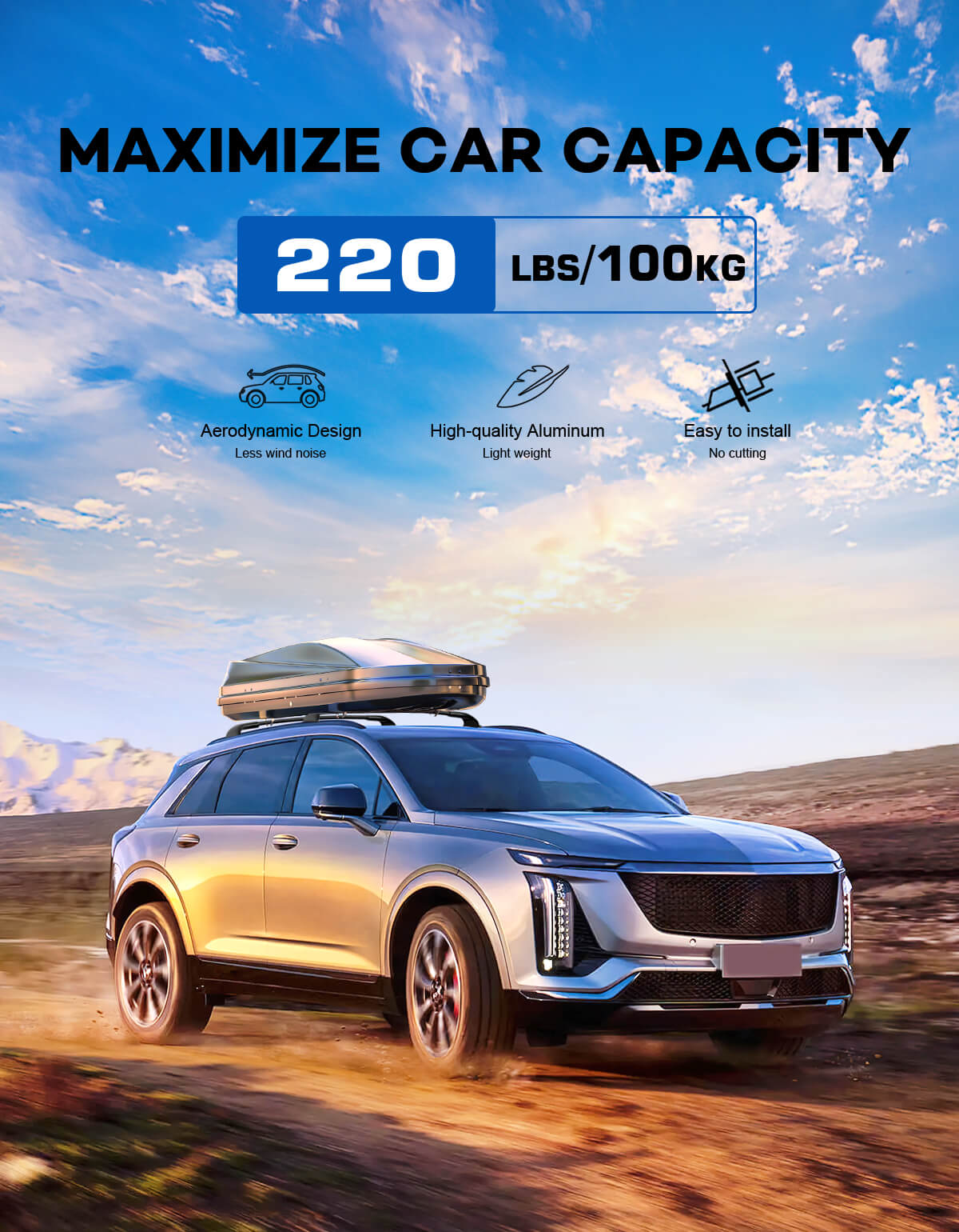 KINGGERI Roof Rack Cross Bars Compatible with Cadillac XT5 2017-2025