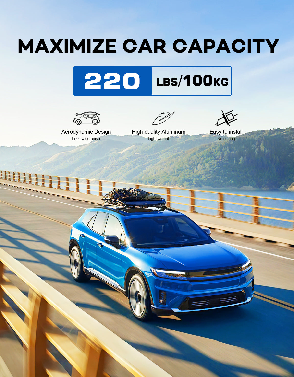 KINGGERI Roof Rack Cross Bars 220lbs Compatible with Honda Prologue Touring 2024 2025