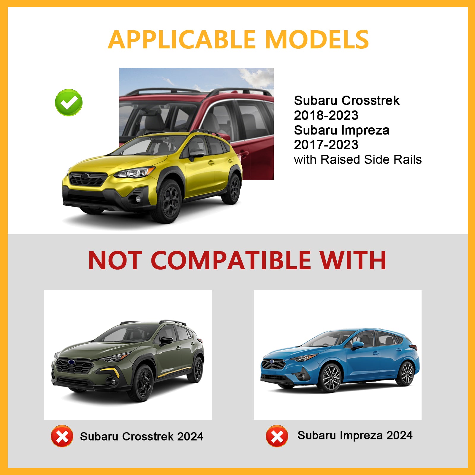 KINGGERI 220lbs Lockable Roof Rack Cross Bars Fit for Subaru Crosstrek 2018-2023 & Impreza 2017-2023 with Side Rails