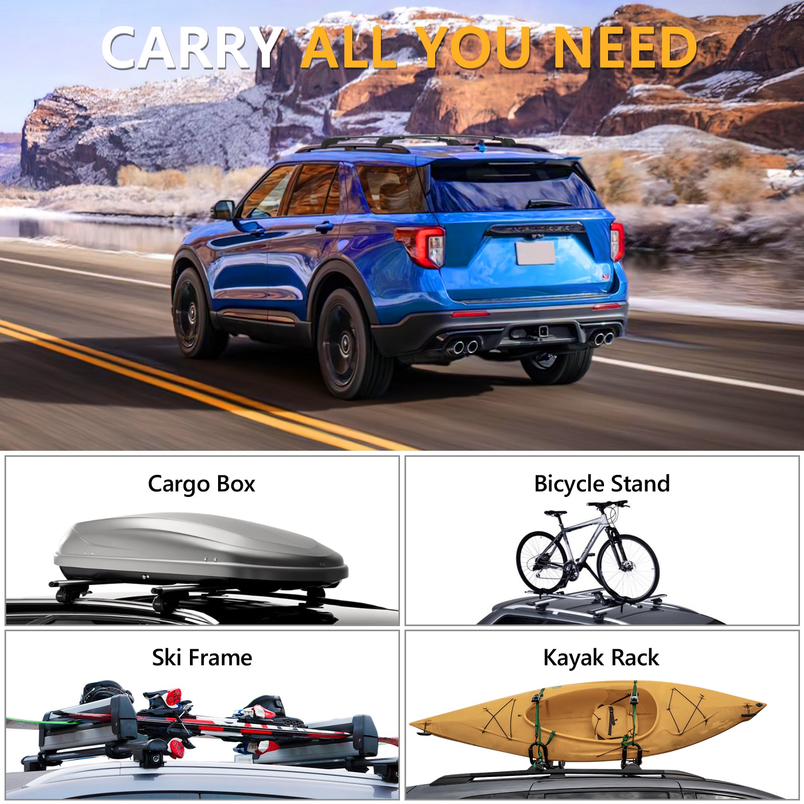 220lbs Roof Rack Cross Bars Compatible with Ford Explorer 2020-2025