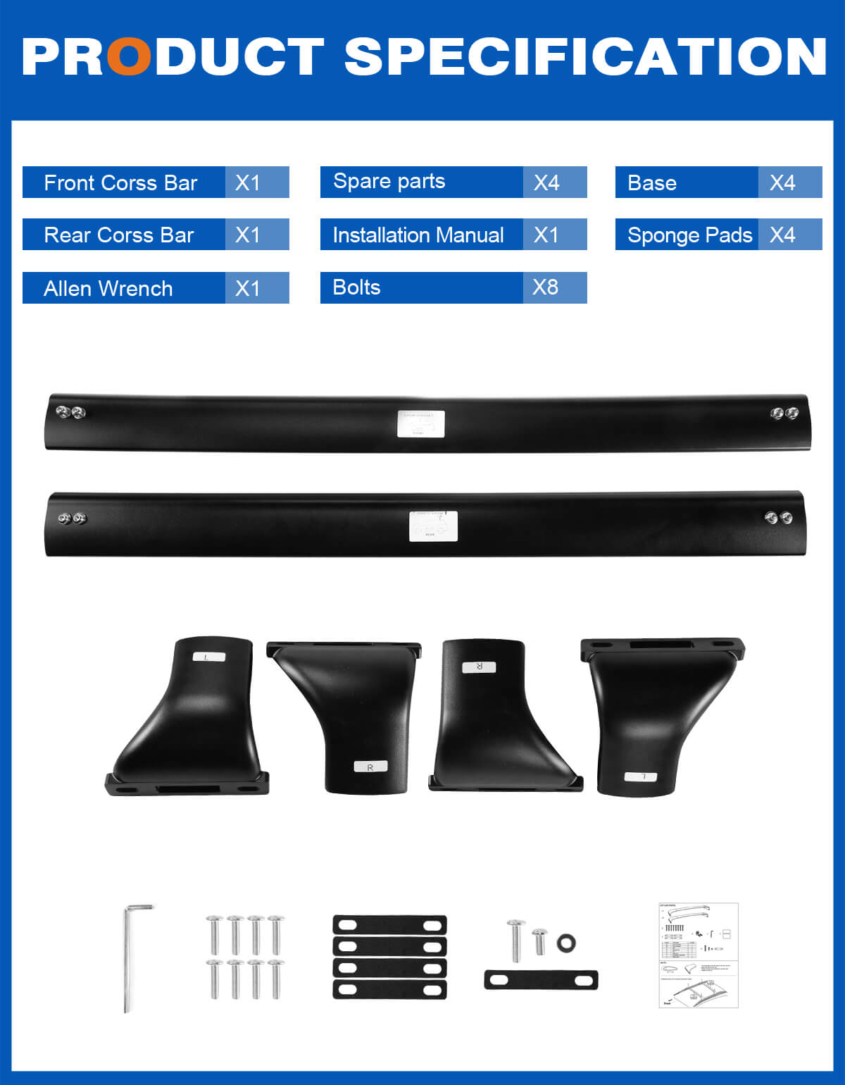 KINGGERI Roof Rack Cross Bars 220lbs Compatible with Buick Enclave 2018-2024 (with Flush Side Rails)