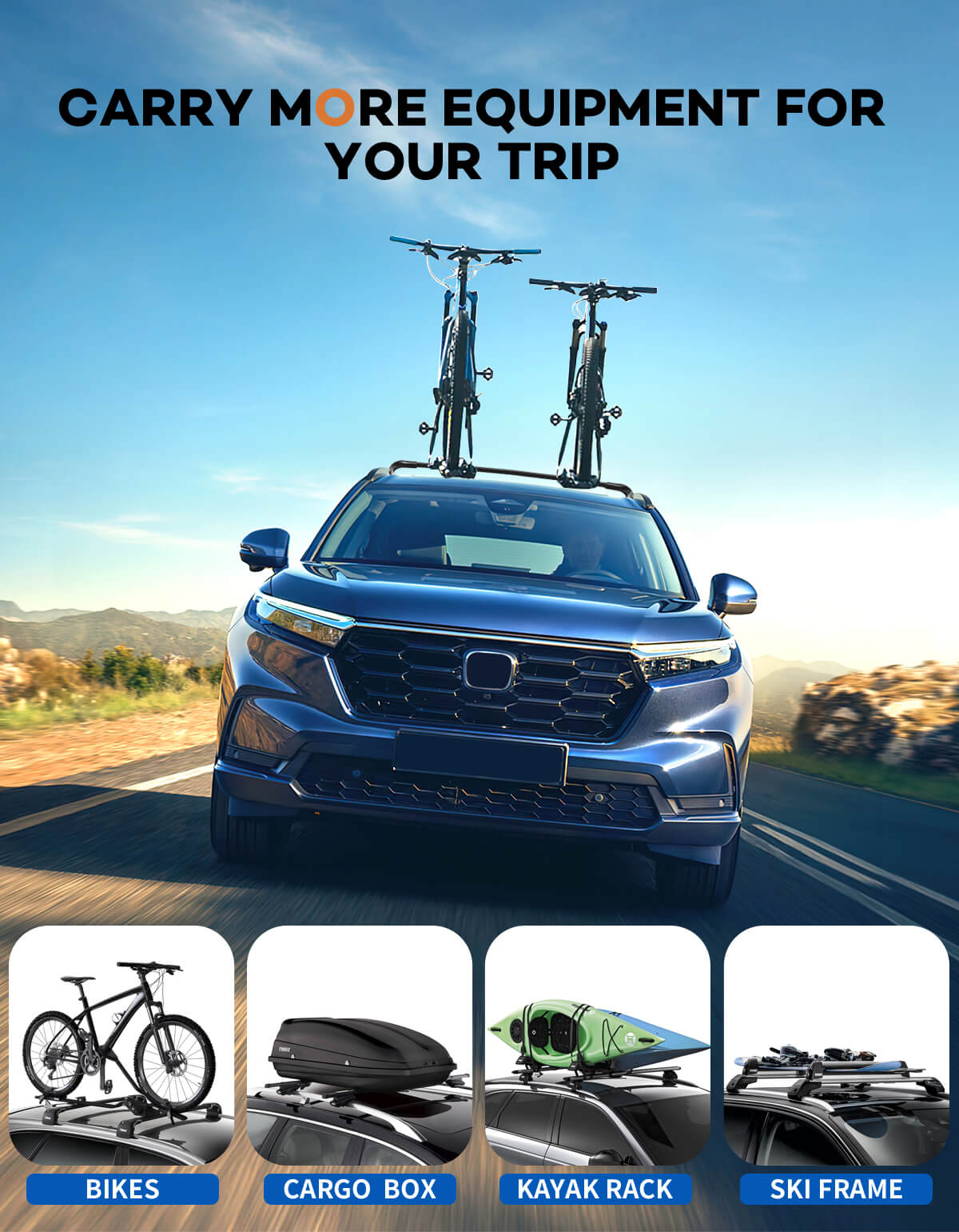KINGGERI Roof Rack Cross Bars 220lbs Compatible with 2023-2025 Honda CRV CR-V & CRV Sport Hybrid