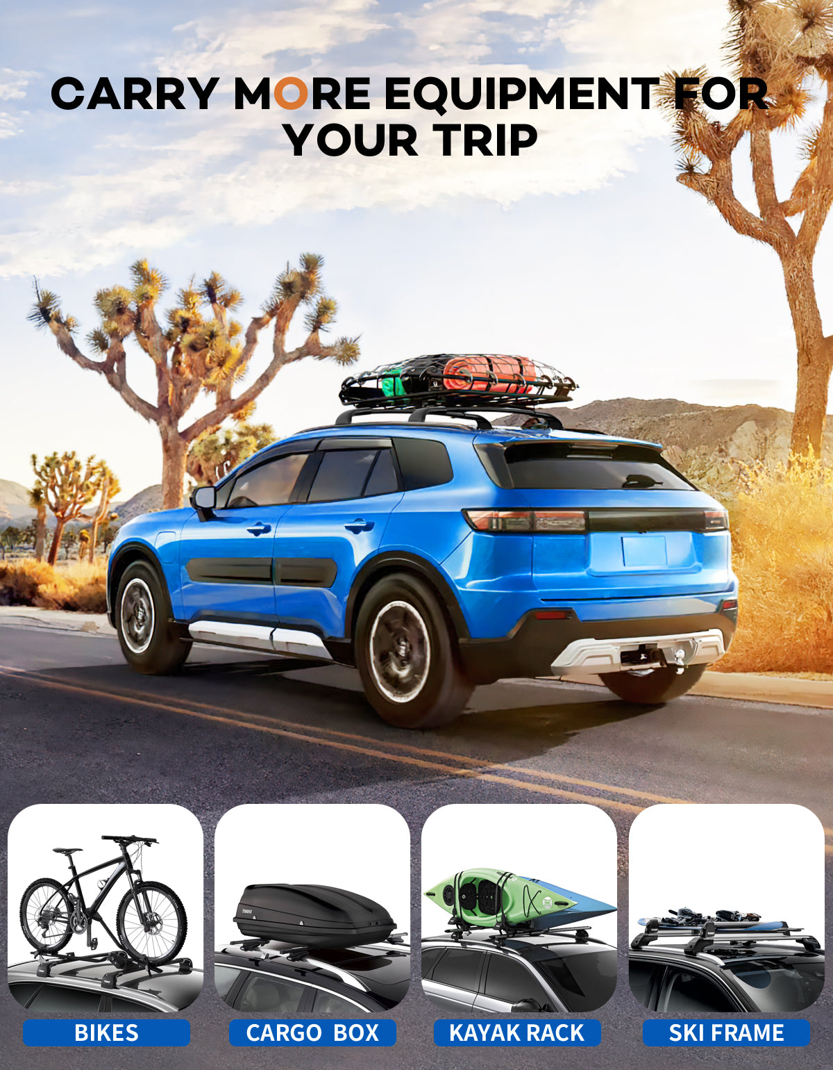 KINGGERI Roof Rack Cross Bars 220lbs Compatible with Honda Prologue Touring 2024 2025