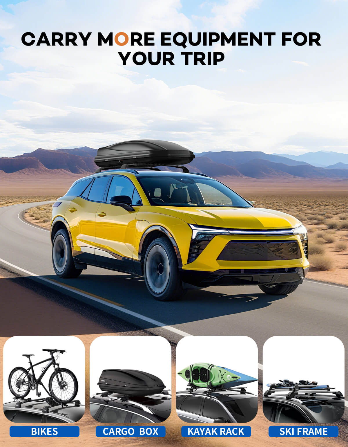 KINGGERI Roof Rack Cross Bars 220lbs Compatible with Chevy Chevrolet Blazer EV 2024 2025