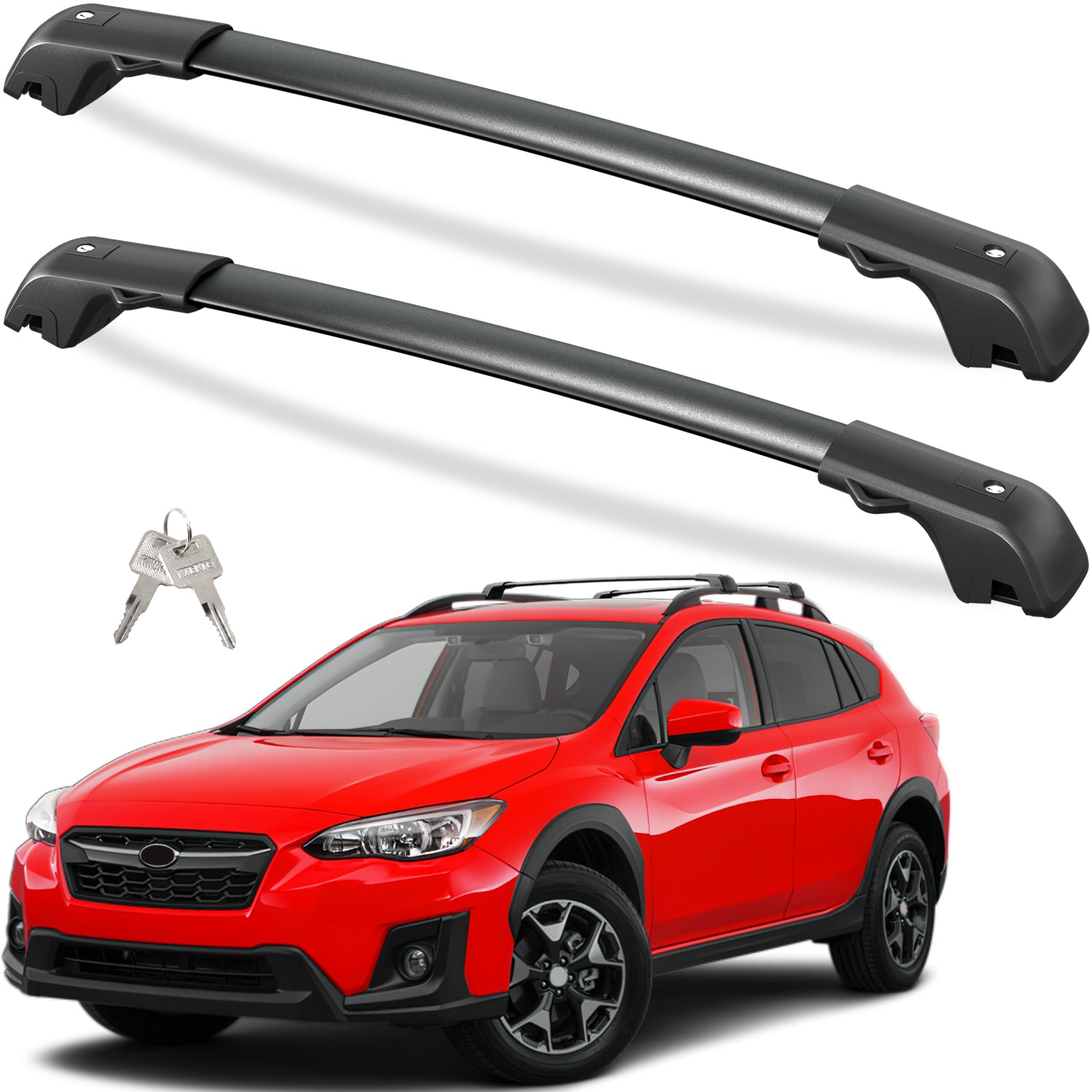 KINGGERI 220lbs Lockable Roof Rack Cross Bars Fit for Subaru Crosstrek 2018-2023 & Impreza 2017-2023 with Side Rails