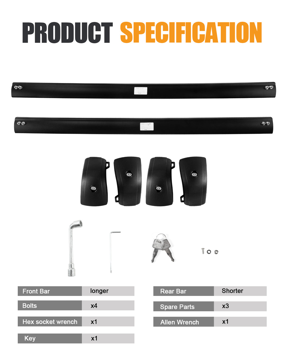 KINGGERI 300lbs Roof Rack Cross Bars - Compatible with Porsche Macan 2014-2026 with Flush Side Rails