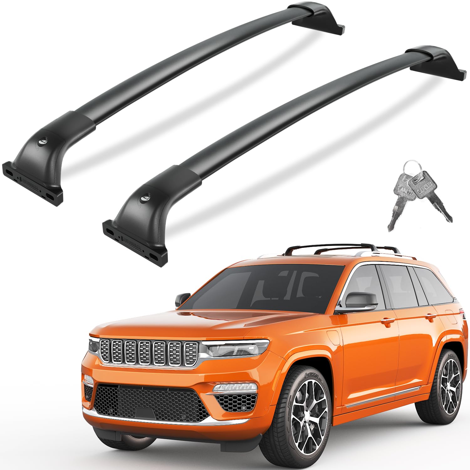 Lockable 260lbs Roof Rack Cross Bars Compatible with Grand Cherokee L 2021-2025 and 2022-2025 Grand Cherokee WL