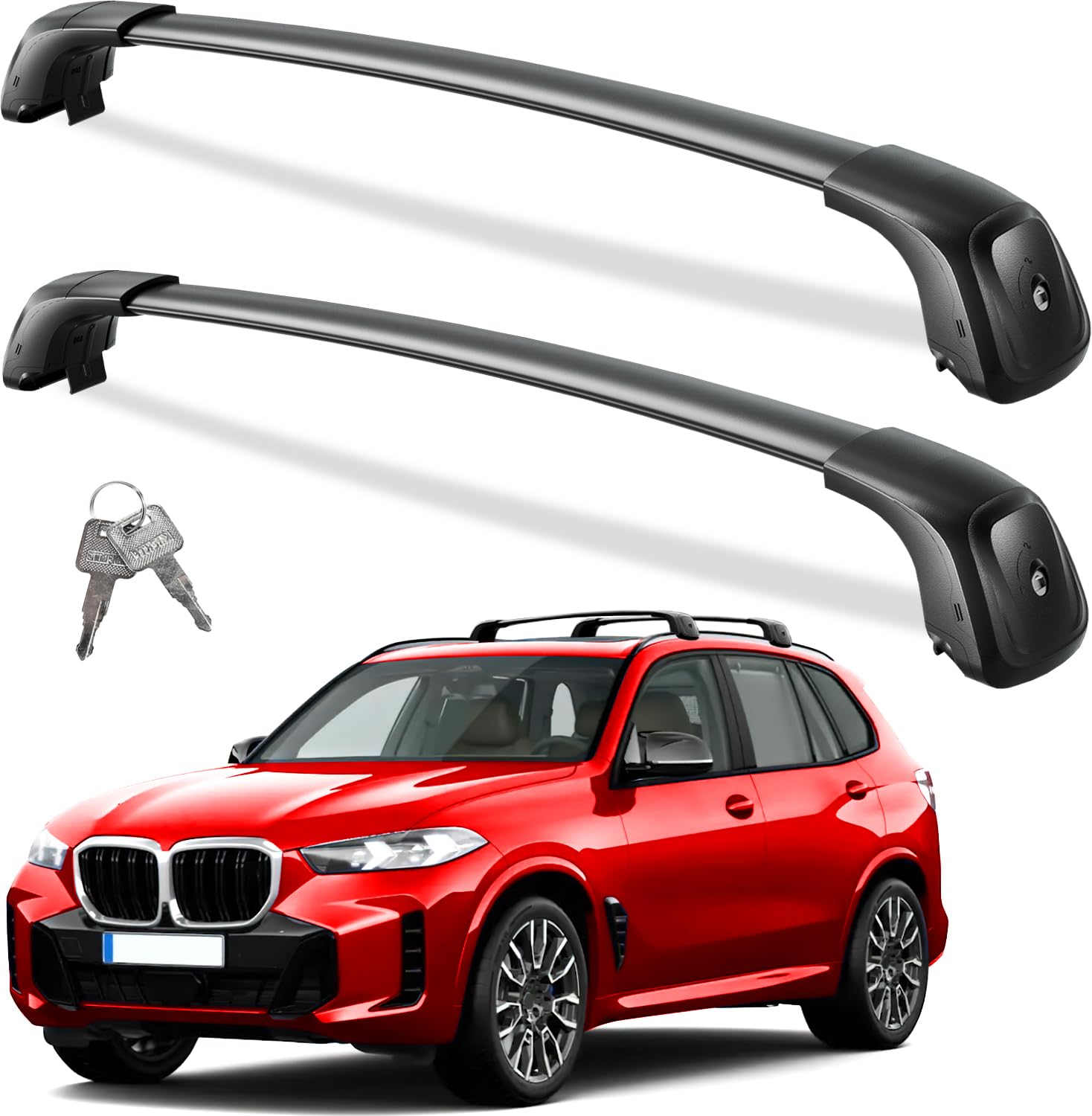 KINGGERI Lockable Roof Rack Cross Bars 260lbs Fit for BMW X5 G05 2019-2025,Heavy Duty Aluminum Roof Rails Crossbars