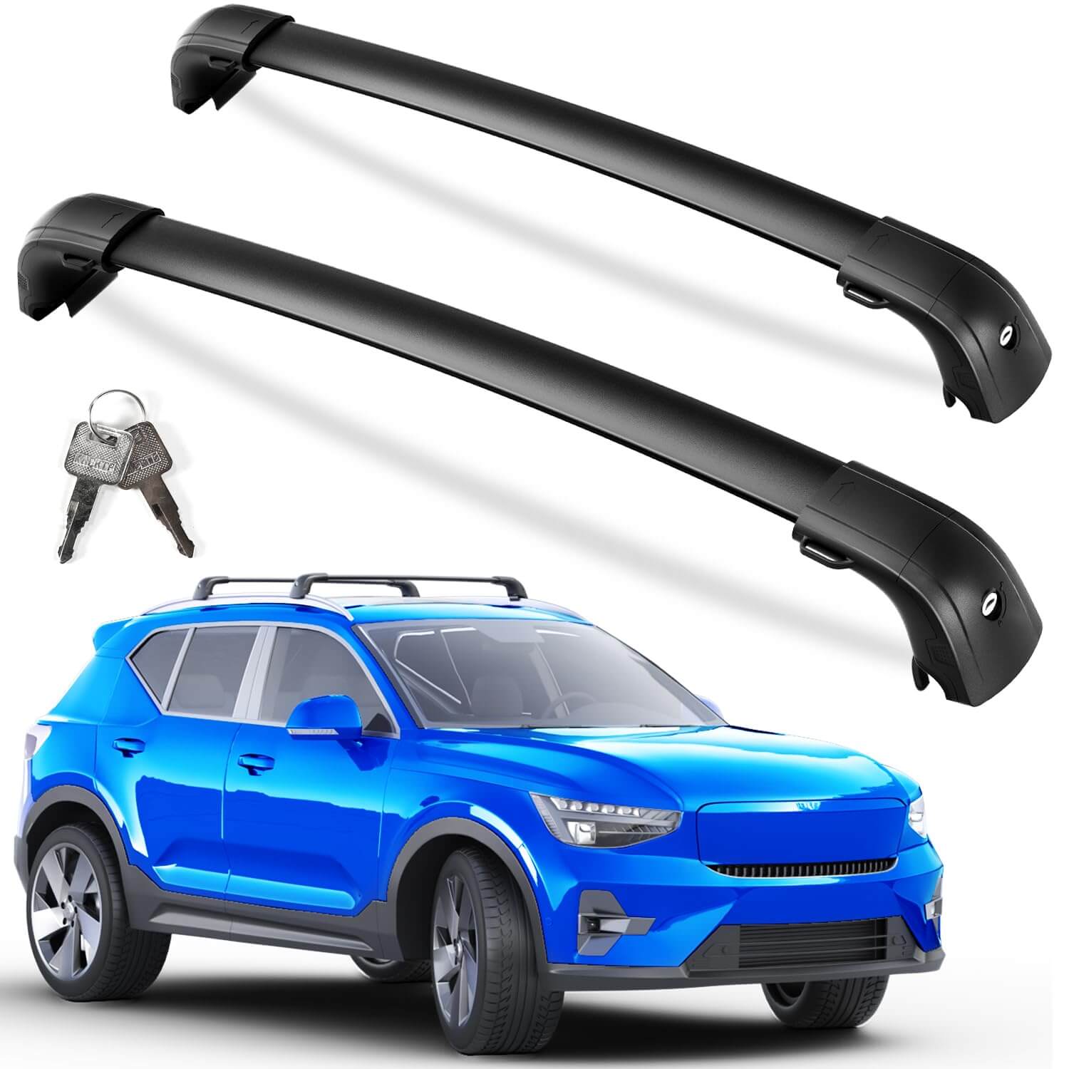 KINGGERI Lockable Roof Rack Cross Bars 220lbs Fit for Volvo XC-40 XC40 2018-2025,Heavy Duty Anti-Theft Aluminum Rails