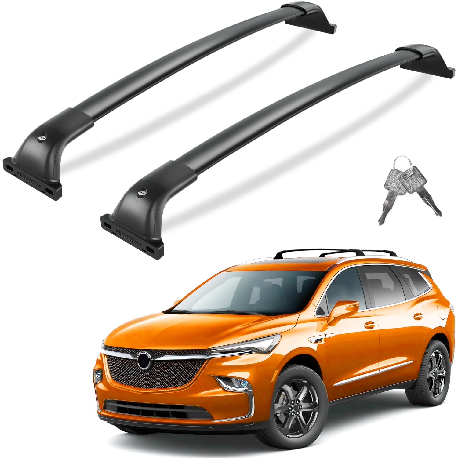 260lbs Lockable Roof Rack Cross Bars Compatible with Buick Enclave 2018-2024 (with Flush Side Rails)