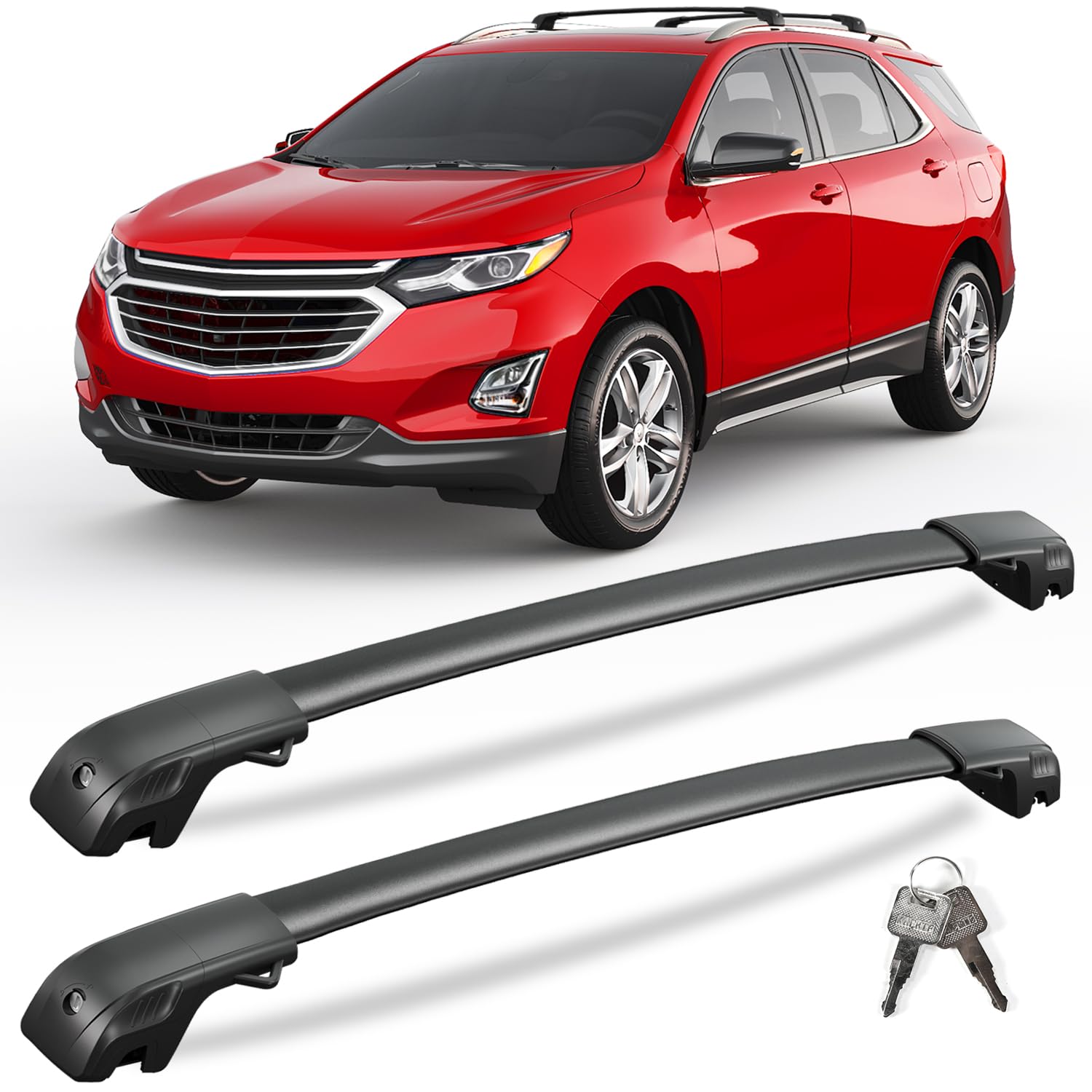 220lbs Lockable Roof Rack Cross Bars Compatible with Chevy Chevrolet Equinox & GMC Terrain 2018-2024