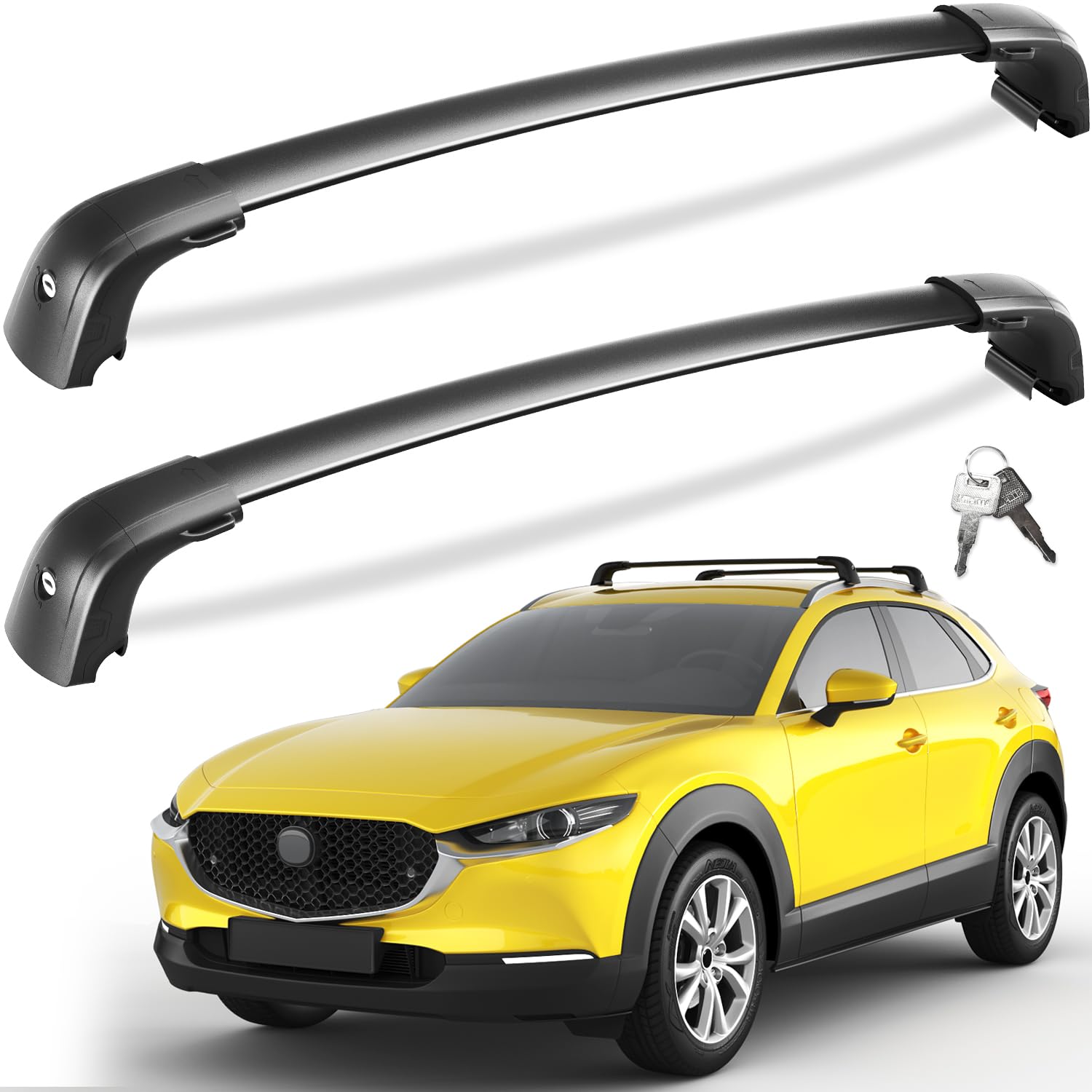 220lbs Lockable Roof Rack Cross Bars Fit for Mazda CX30 CX-30 2020 2021 2022 2023 2024 2025 with Flush Side Rails