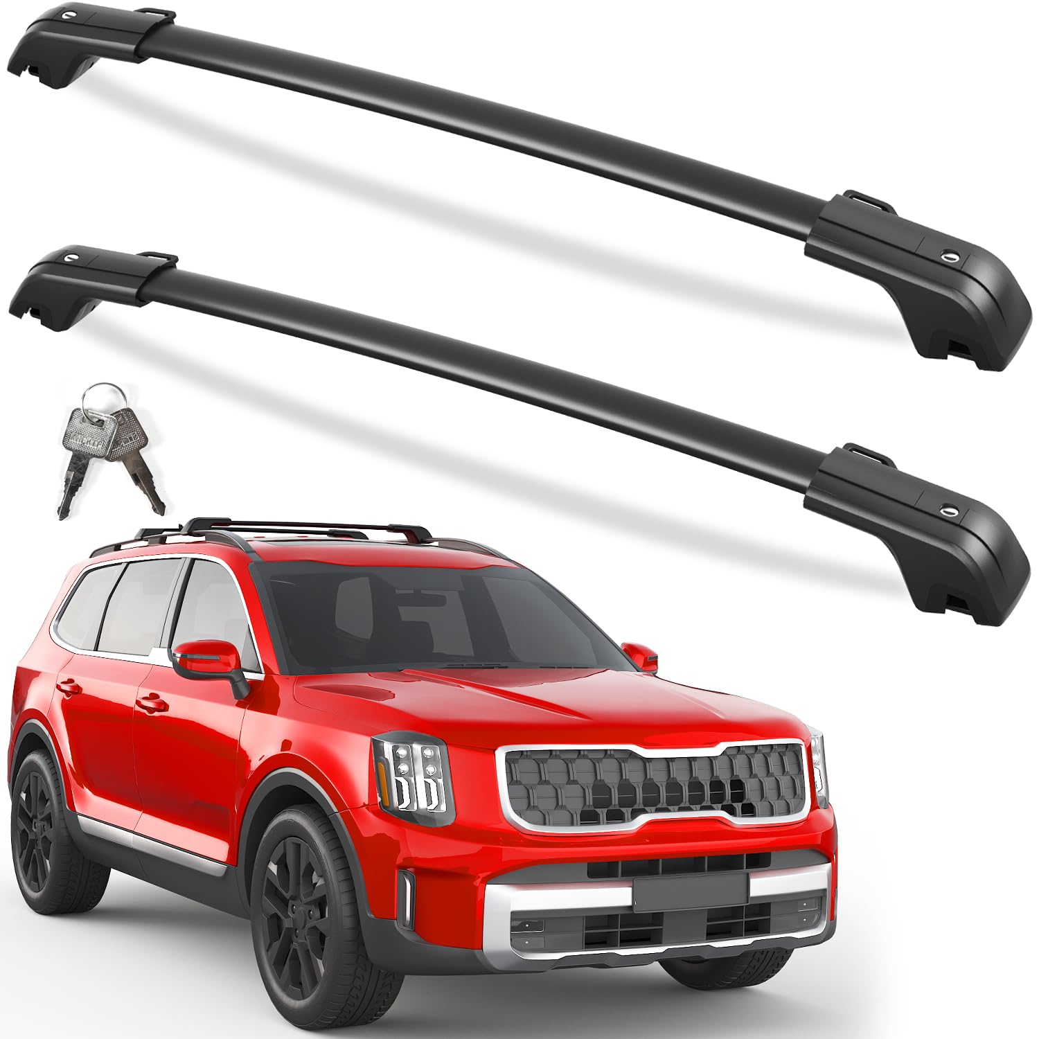 KINGGERI Lockable 260LBS Roof Rack Cross Bars Fit for Kia Telluride X-PRO X-LINE 2023-2025 (with Raised Side Rails)