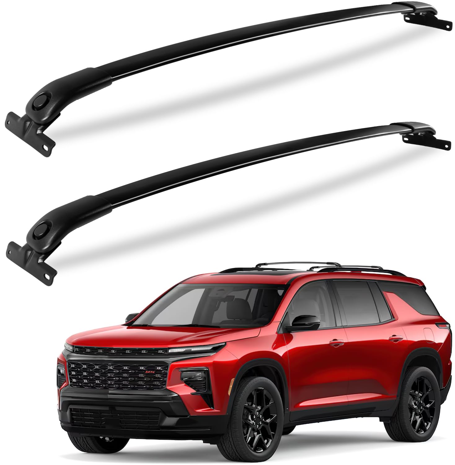 KINGGERI 220Lbs Roof Rack Cross Bars Compatible with 2022-2025 Chevrolet Chevy Traverse (with Raised Side Rails)
