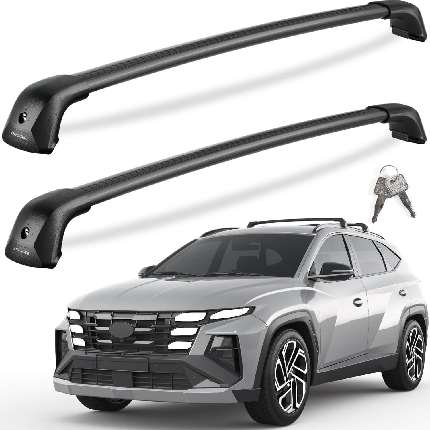 330lb Lockable Roof Rack Cross Bars Compatible with Hyundai Tucson 2016-2026 SEL/N Line/Limited with Flush Side Rails