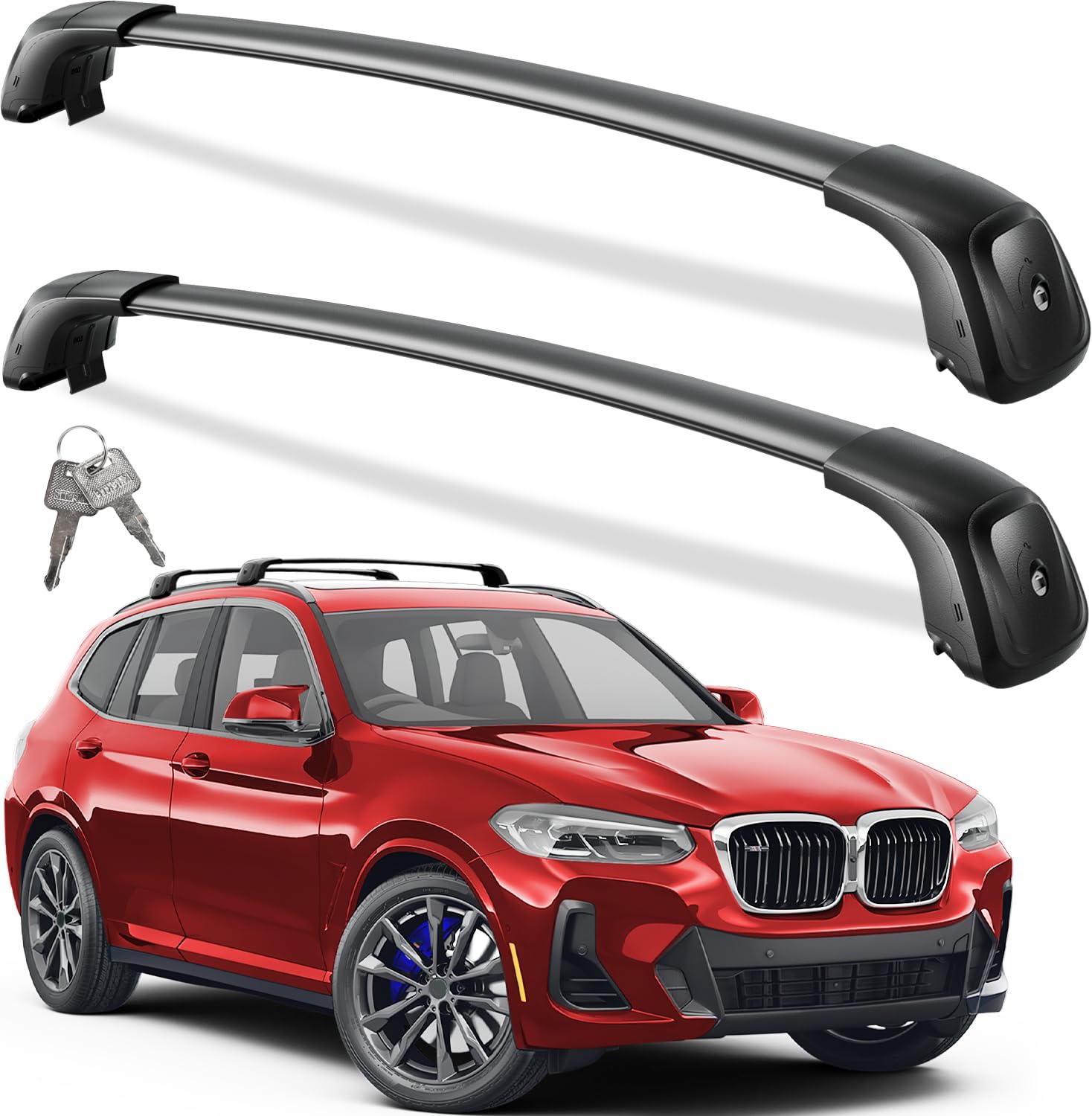 KINGGERI Lockable Roof Rack Cross Bars 260lbs Compatible with BMW X3 G01 2018-2025 (Not for G45)