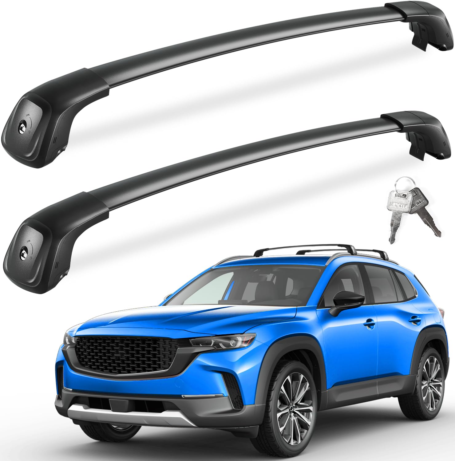 KINGGERI Lockable Roof Rack Cross Bars 260lbs Fit for Mazda CX-50 & CX50 Hybrid 2023-2025 (with Flush Side Rails)