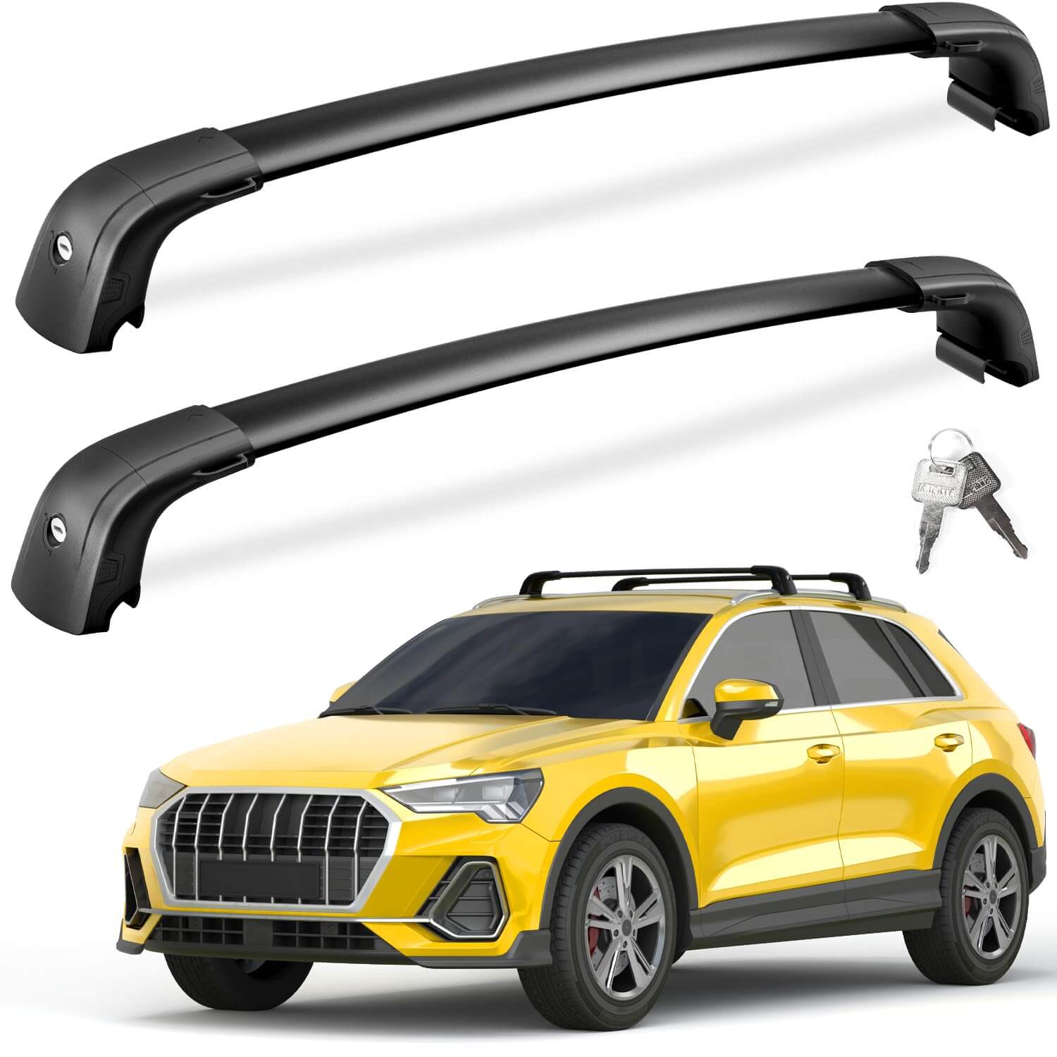 KINGGERI Lockable Roof Rack Cross Bars 220lb Compatible with Audi Q3 2019-2025, Heavy Duty Aluminum