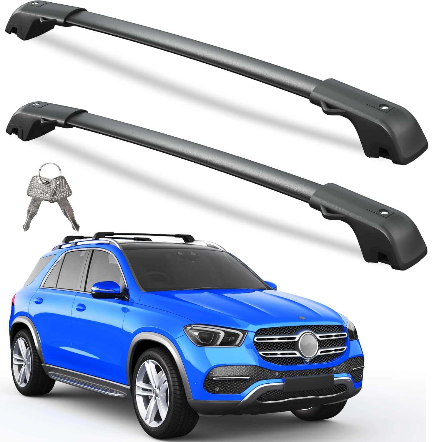 KINGGERI Lockable 220LBS Roof Rack Cross Bars Compatible with Chevrolet Chevy Equinox 2025 (not for EV) with Raised Rails
