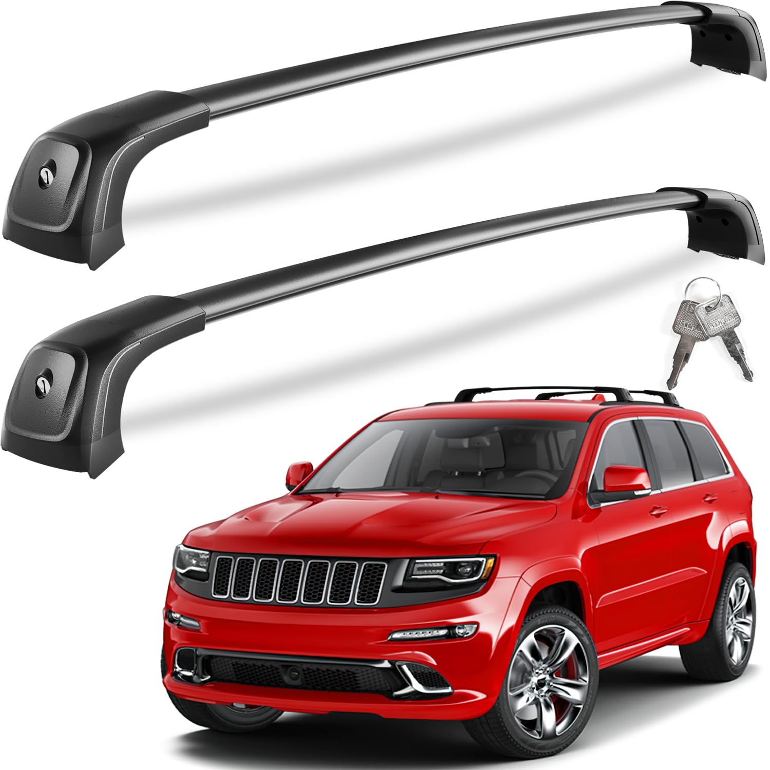 KINGGERI Lockable 260lbs Roof Racks Cross Bars Fit for Jeep Grand Cherokee Altitude & SRT & Trackhawk with Roof Black Moldings 2011-2022