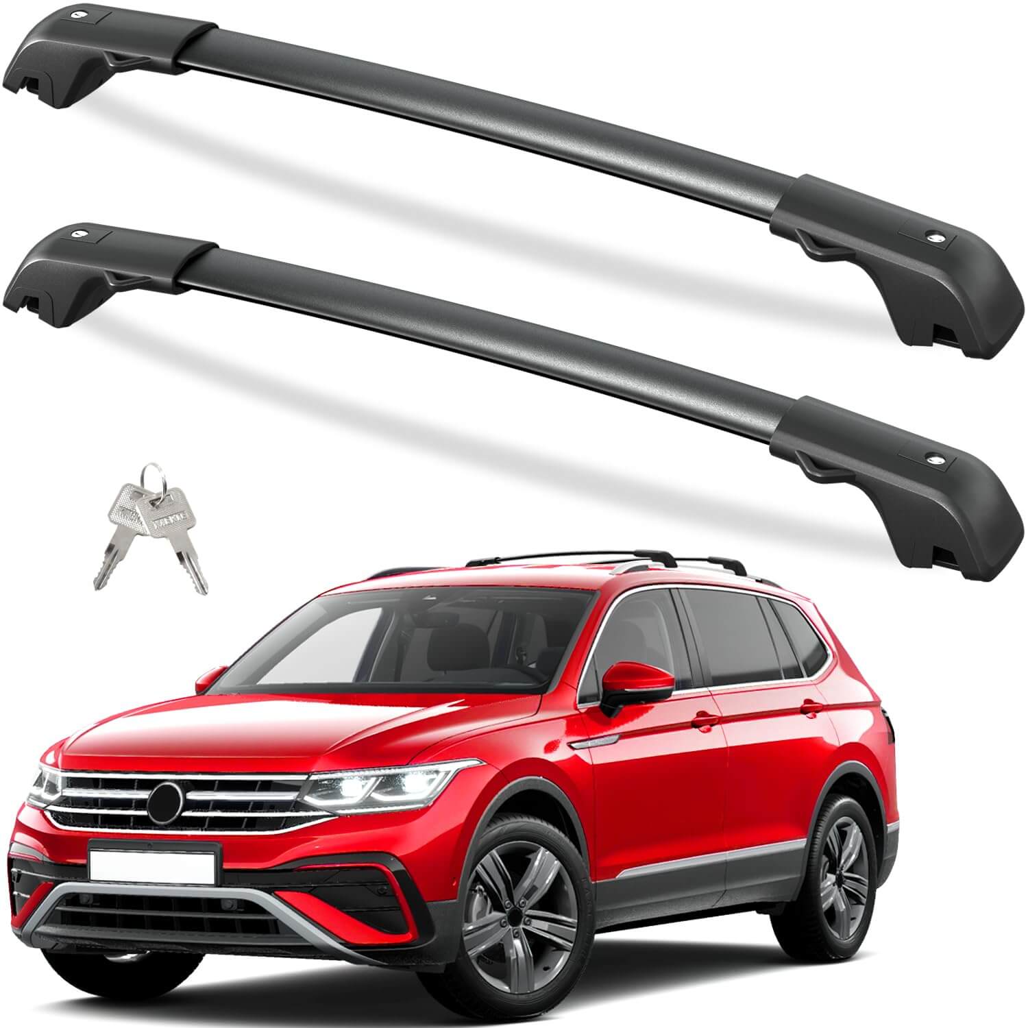 KINGGERI 220lbs Lockbale Roof Rack Cross Bars Compatible with Volkswagen VW Tiguan 2018-2025 (Not for Limited) & Taos 2022-2025
