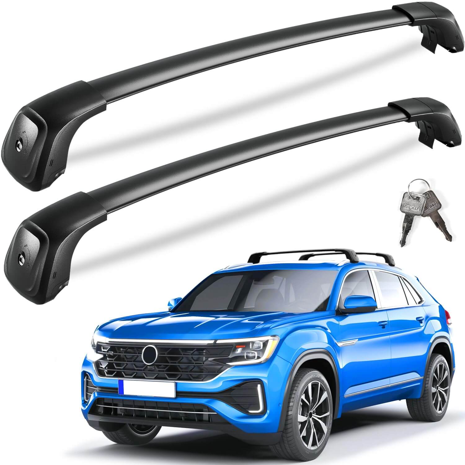 KINGGERI Lockable 260Lbs Roof Rack Cross Bars Compatible with Volkswagen VW Atlas Cross Sport 2020-2025 (with Flush Side Rails)