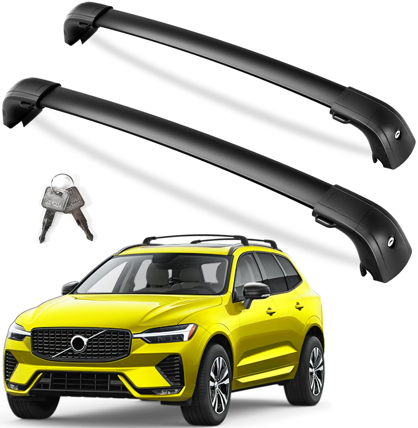 220lbs Lockable Roof Rack Cross Bars Compatible with Volvo XC60 XC-60 2018-2025