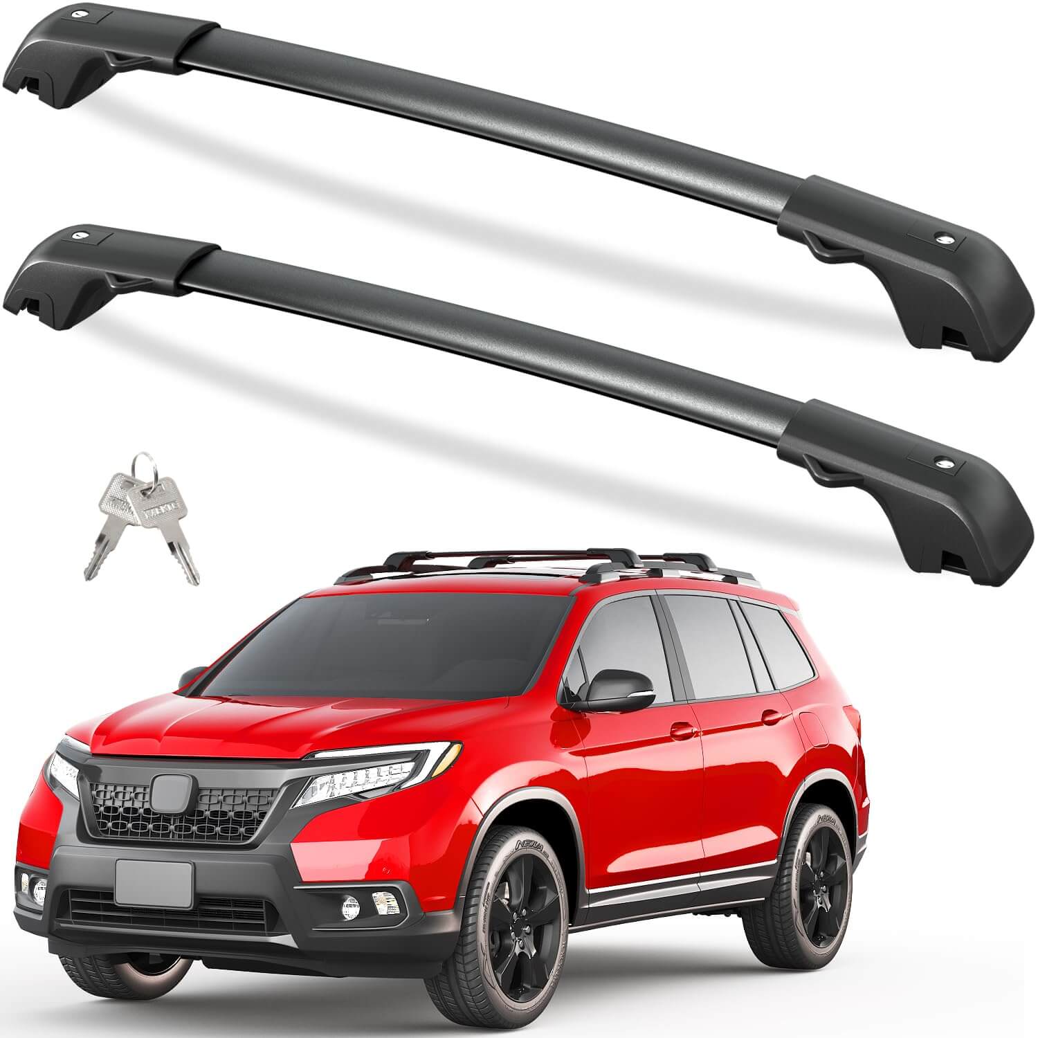 KINGGERI 220lbs Lockable Roof Rack Cross Bars Compatible with Honda Passport 2019-2025 with Raised Rails
