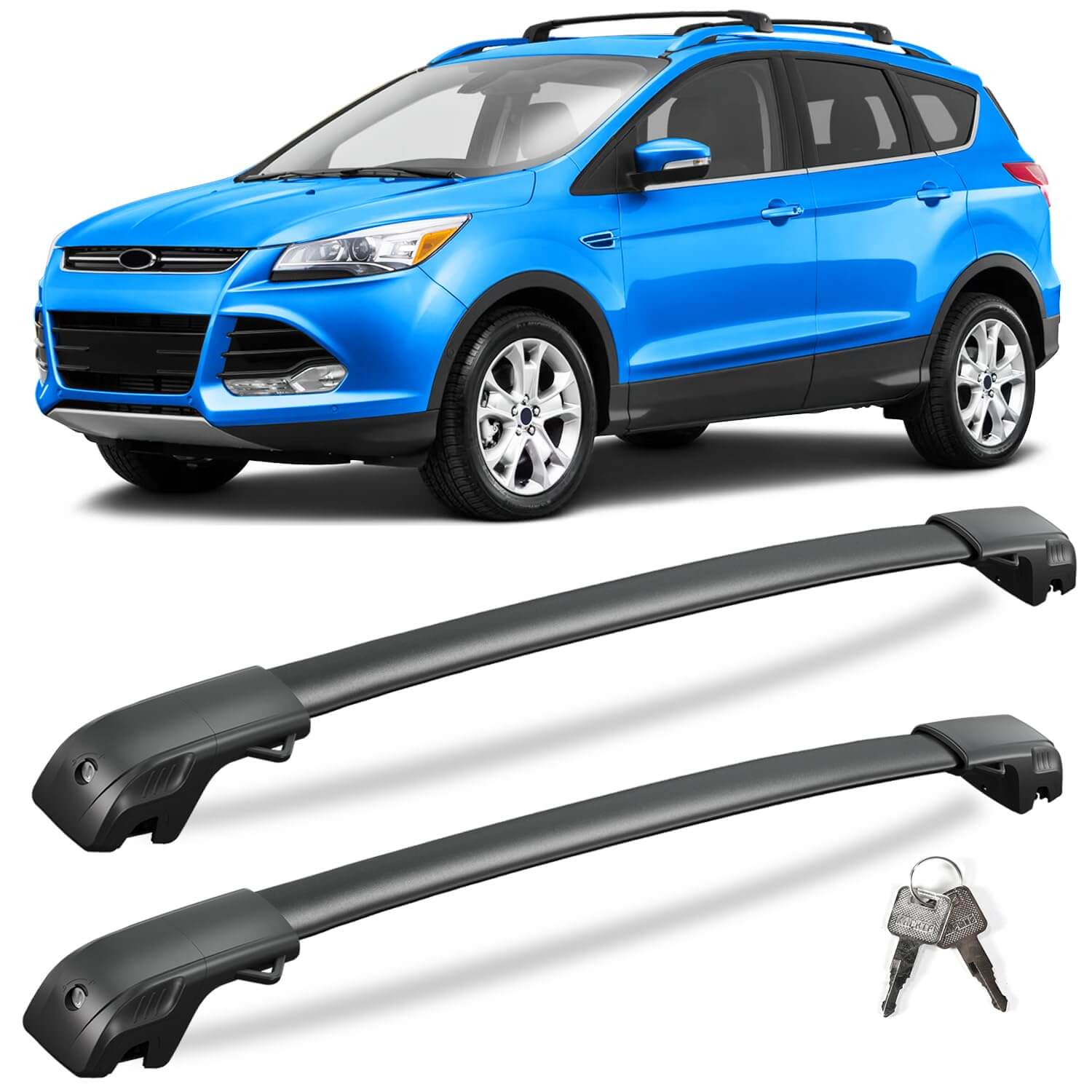 KINGGER 220lbs Lockable Roof Rack Cross Bars Compatible with Ford Escape 2013-2019 with Raised Side Rails