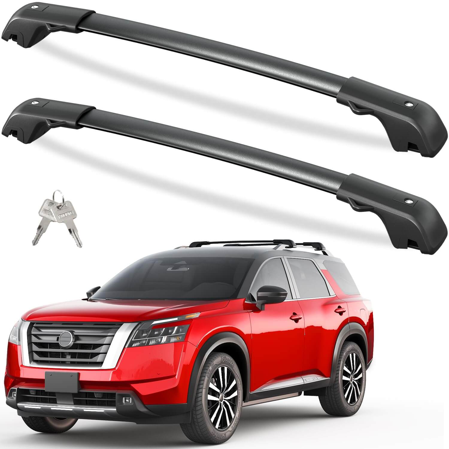 KINGGERI 220lbs Lockable Roof Rack Cross Bars Fit for Nissan Pathfinder 2022-2025 SV SL Platinum with Raised Rails