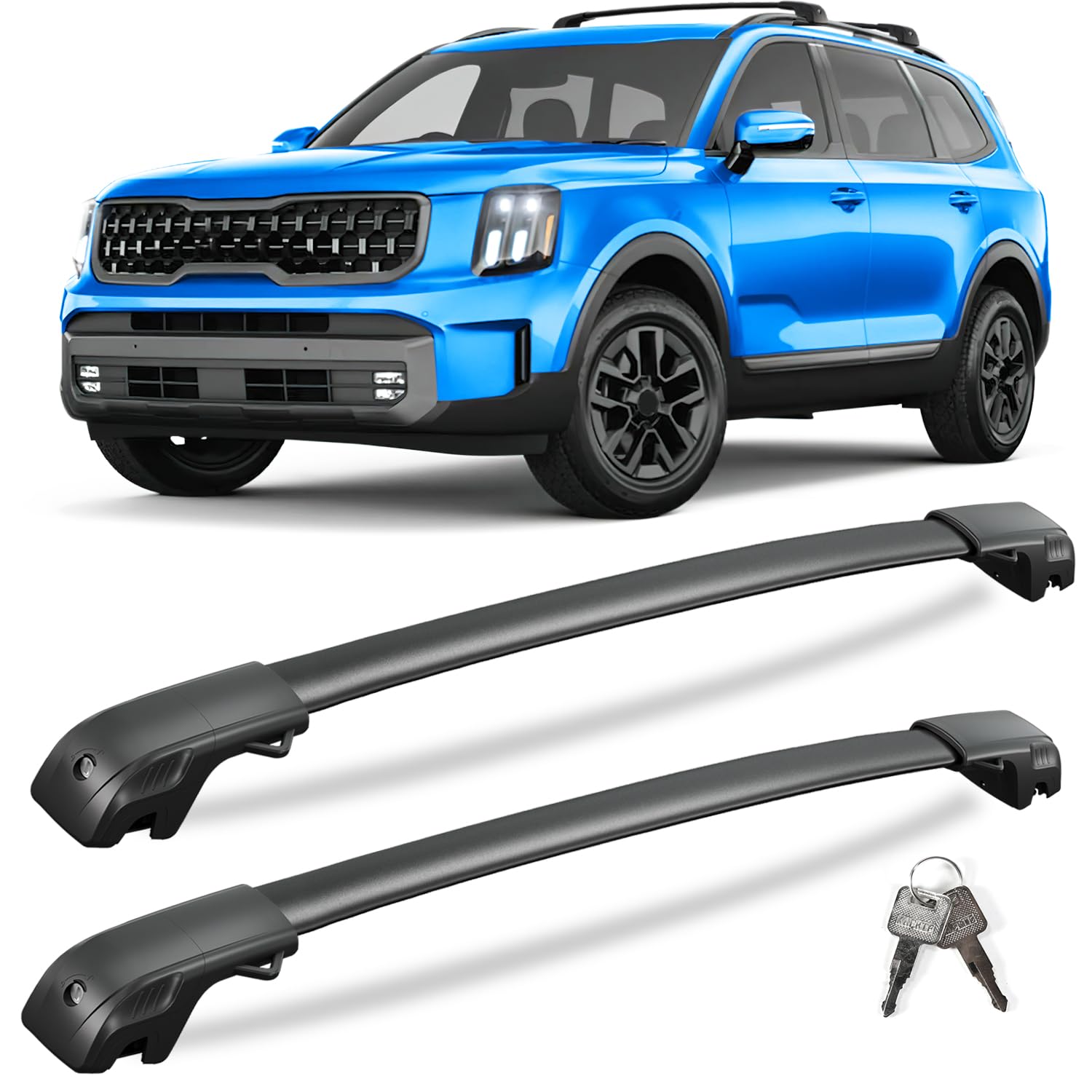 220lbs Lockable Roof Rack Cross Bars Compatible with Kia Telluride X-PRO X-LINE 2023-2025 with Raised Side Rails