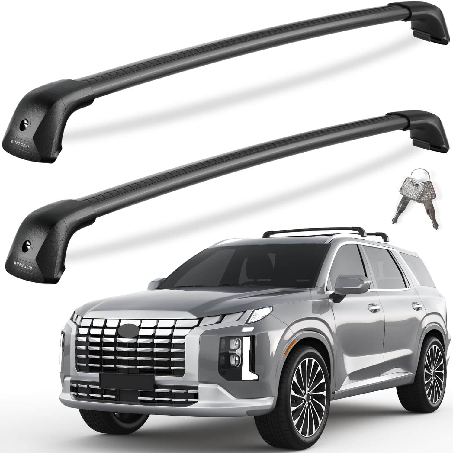 KINGGERI 330lb Lockable Roof Rack Cross Bars Compatible with Hyundai Palisade 2019-2025 SE SEL XRT Limited Calligraphy