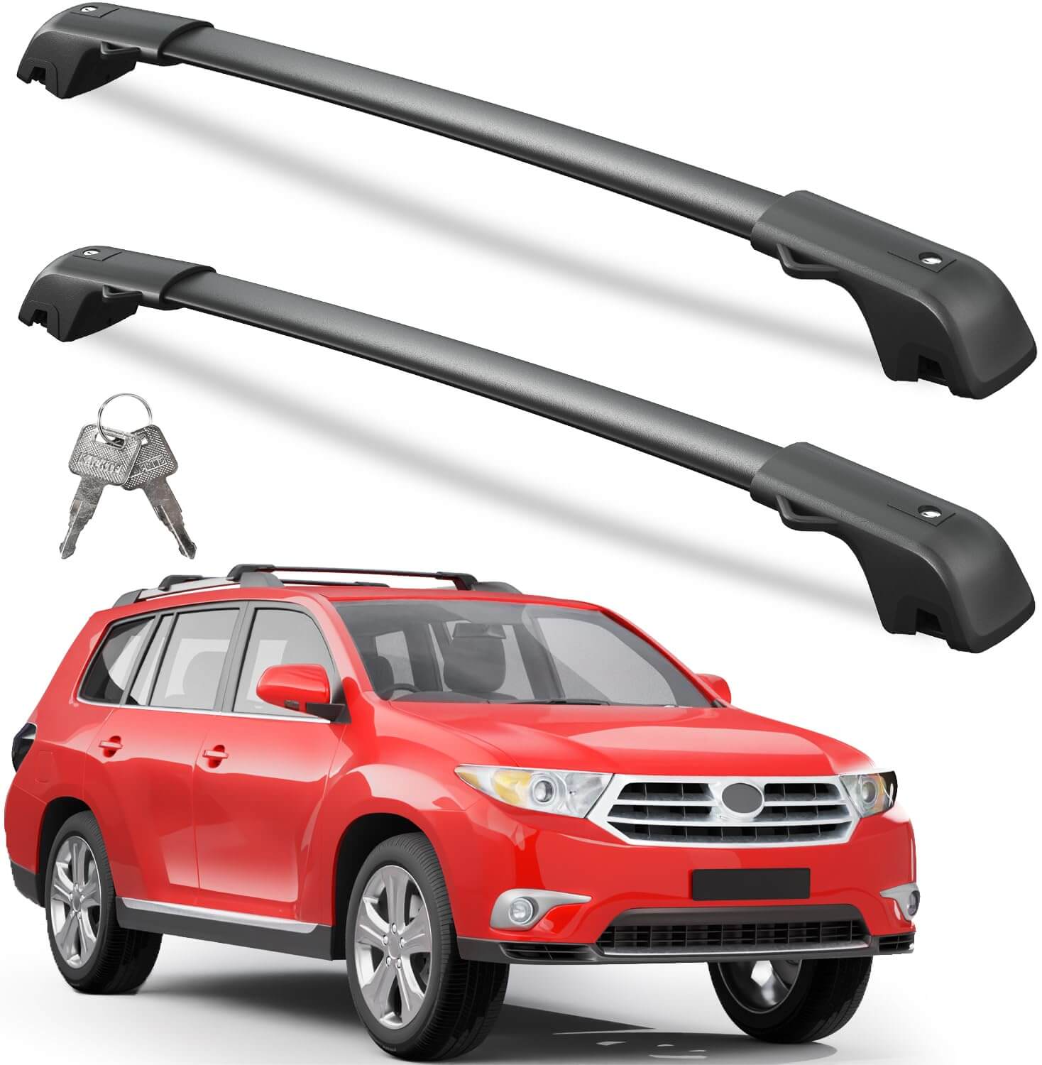 KINGGERI Lockable Roof Rack Cross Bars 220lbs Fit for Toyota Highlander 2008-2013,Heavy Duty Lockable Aluminum