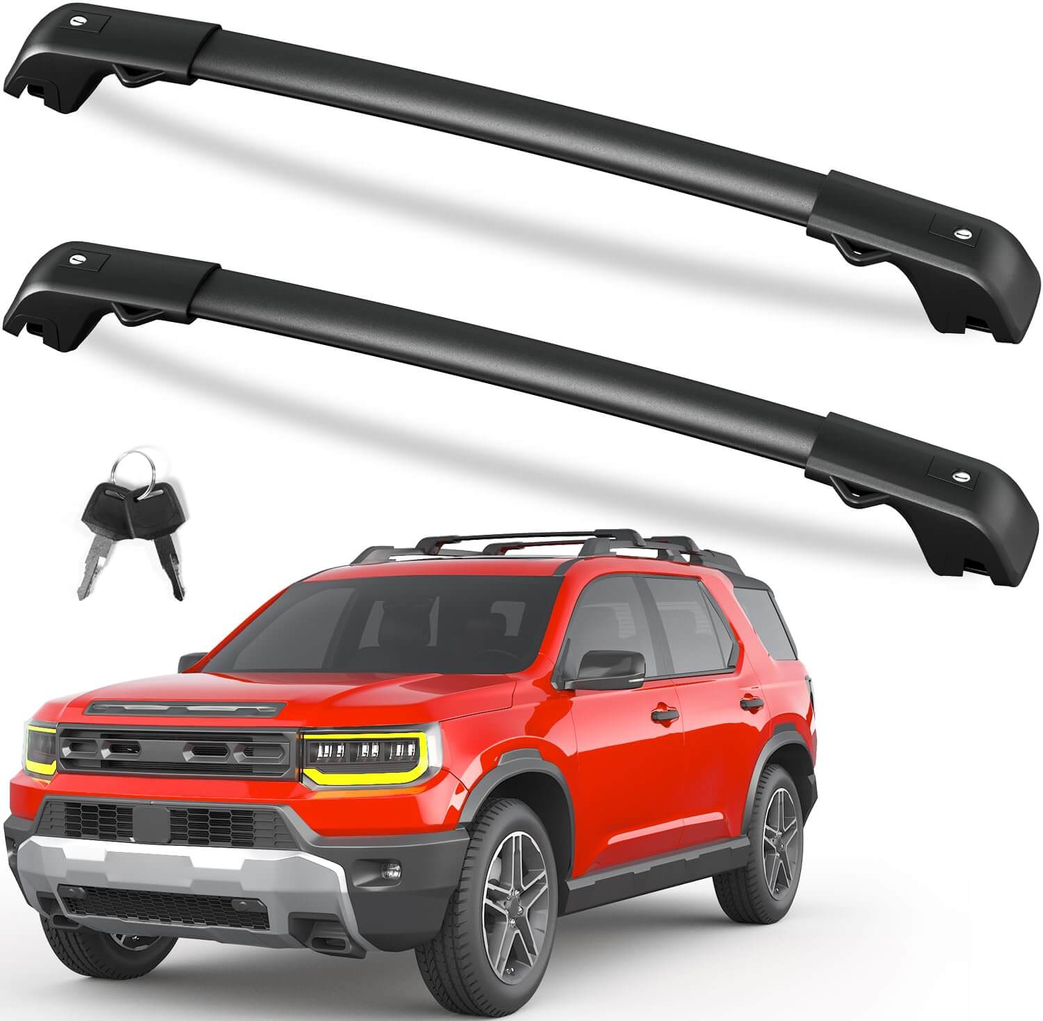 300lb Lockable Roof Rack Cross Bars Compatible with Honda Passport 2026 with Raised Side Rails