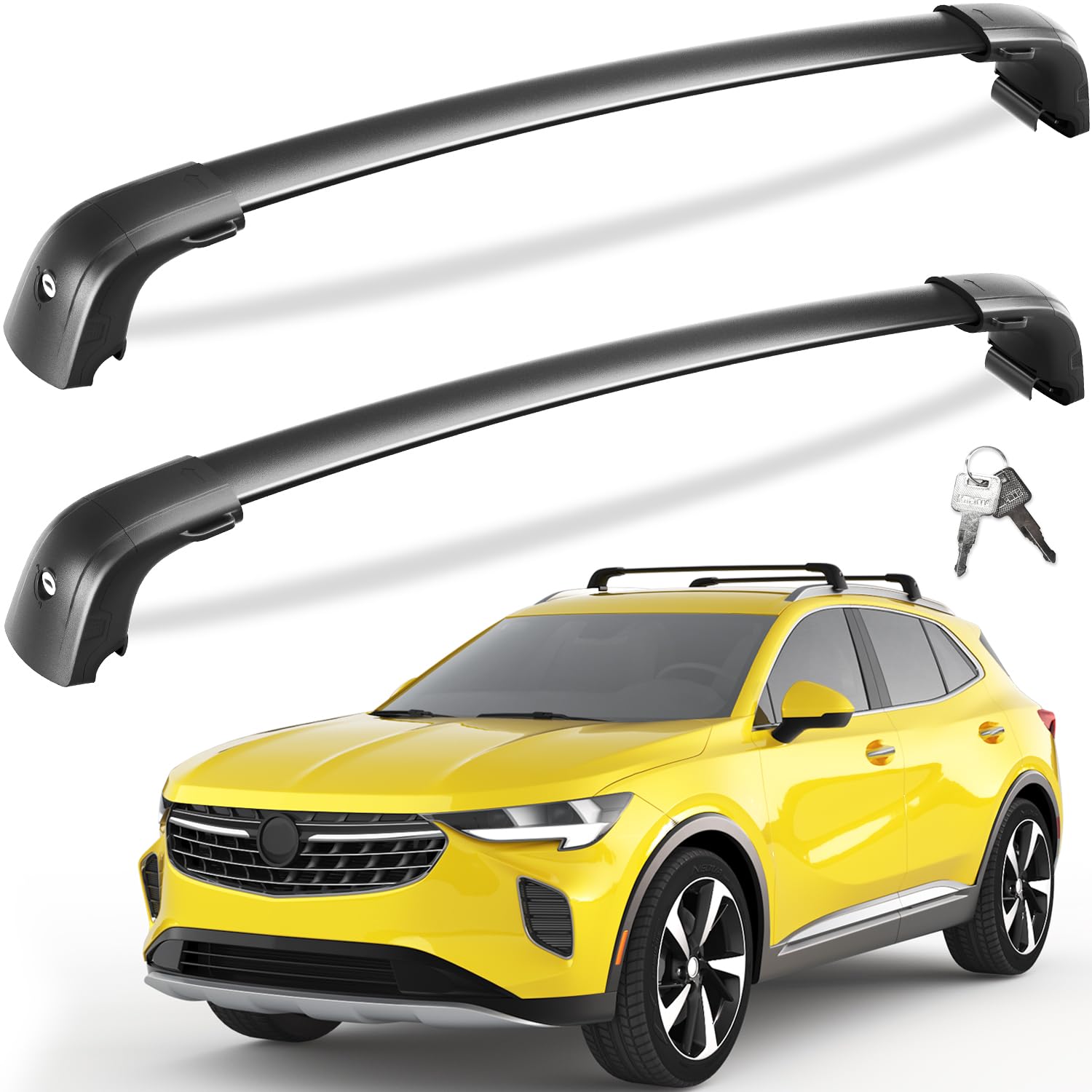 220lbs Lockable Roof Rack Cross Bars Compatible with Buick Envision 2021 2022 2023 2024 2025 (with Flush Side Rails)