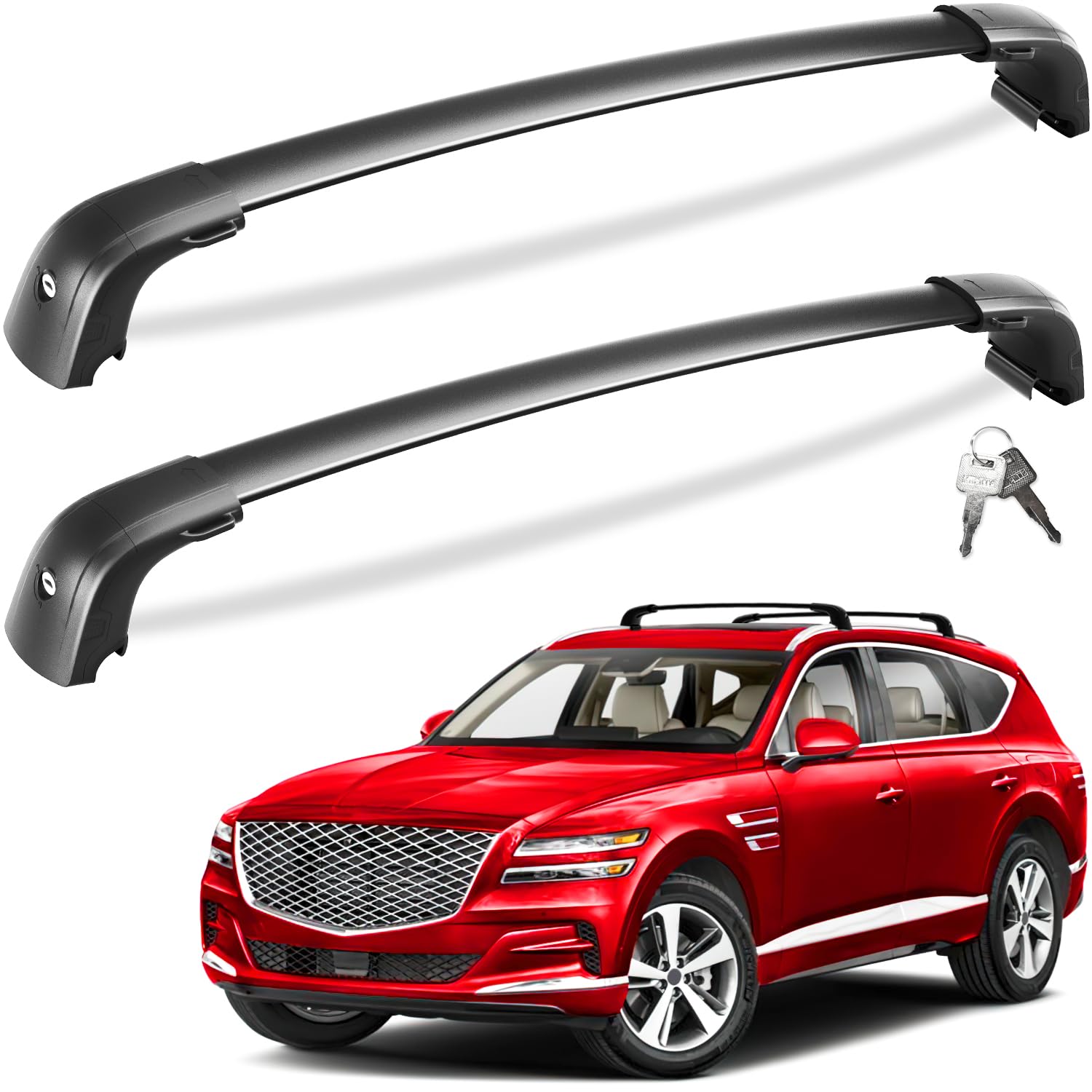 220lbs Lockable Roof Rack Cross Bars Compatible with Genesis GV80 2021 2022 2023 2024 2025