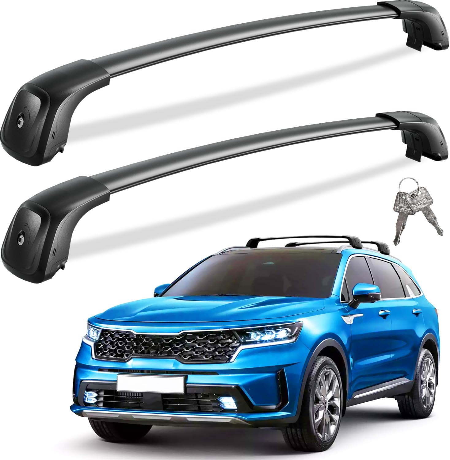 KINGGERI Lockable Roof Rack Cross Bars 260lbs Fit for KIA Sorento & Sorento Hybrid 2021-2025 with Flush Side Rails