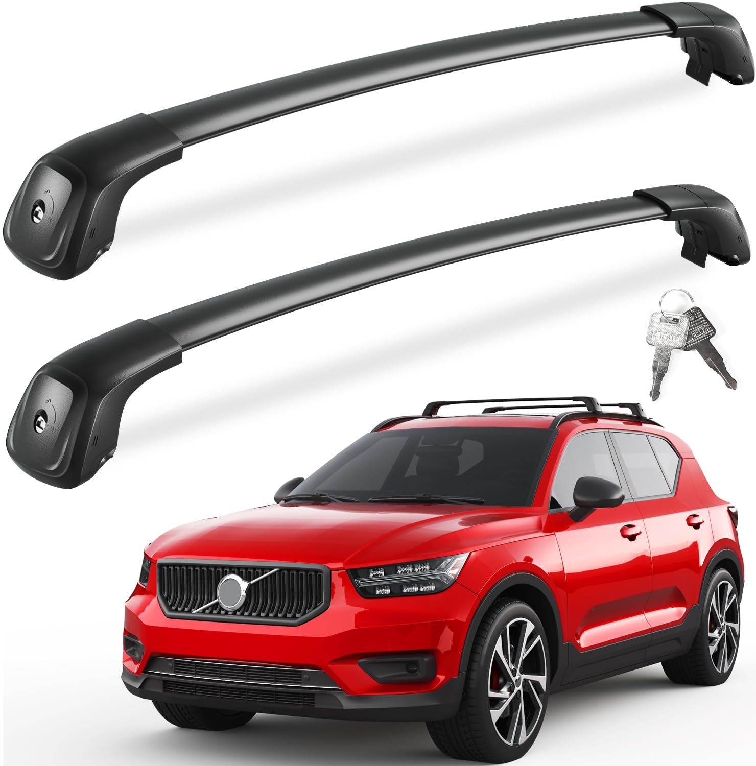 KINGGERI Lockable Roof Rack Cross Bars 260lbs Compatible with 2018-2025 Volvo XC-40 XC40