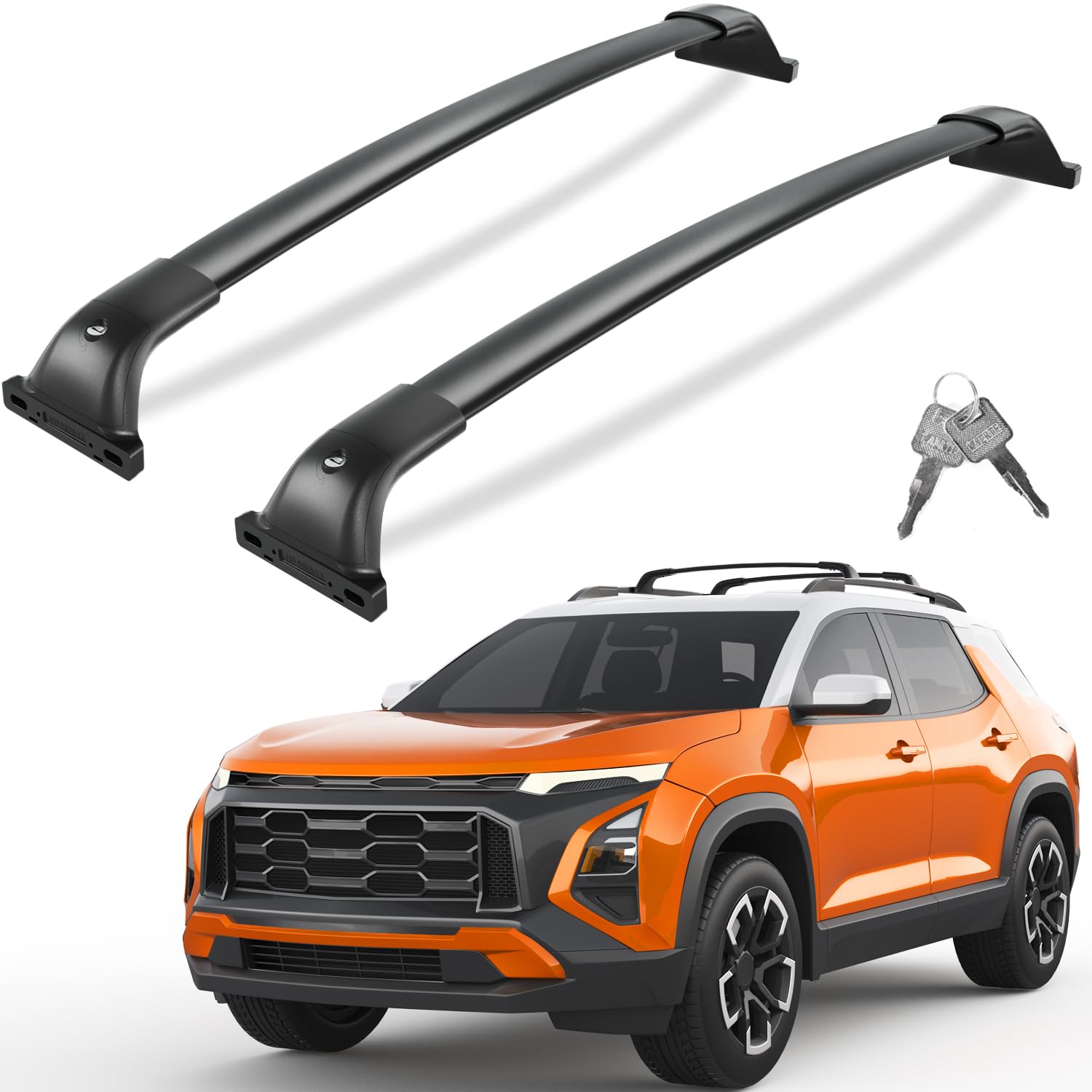 260lbs Lockable Roof Rack Cross Bars Compatible with Chevy Chevrolet Equinox GMC Terrain 2018-2024